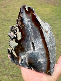 Image 3 of Agate Base Cut With Druzy Centre & Polished Face #2604