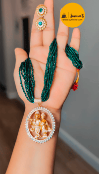 Image 3 of Radha-Krishna Short Hydropotey Necklace Set in Green