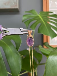 Image 3 of Gold Amethyst Oval Crystal Necklace