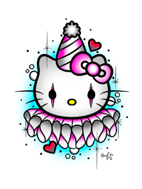 Clown Hello Kitty Print