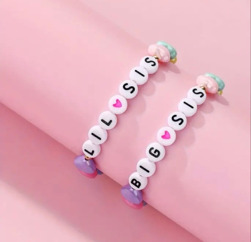 Image of Colorful Heart Acrylic Bead Bracelet for Girls 