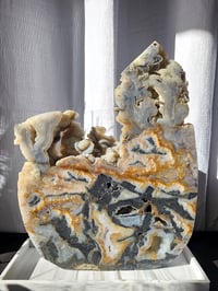 Image 3 of 14lb Sphalerite & Agate Druzy XL Slab Rough Edge Crystal Specimen 