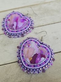 Image 2 of Purple Clay Heart earrings 