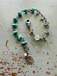 Image 11 of labradorite and campitos turquoise nugget charm bracelet