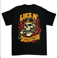 Image 1 of Lies N’ Destruction Skull Tee – Guns N Roses Inspired Rock T-Shirt (Black)