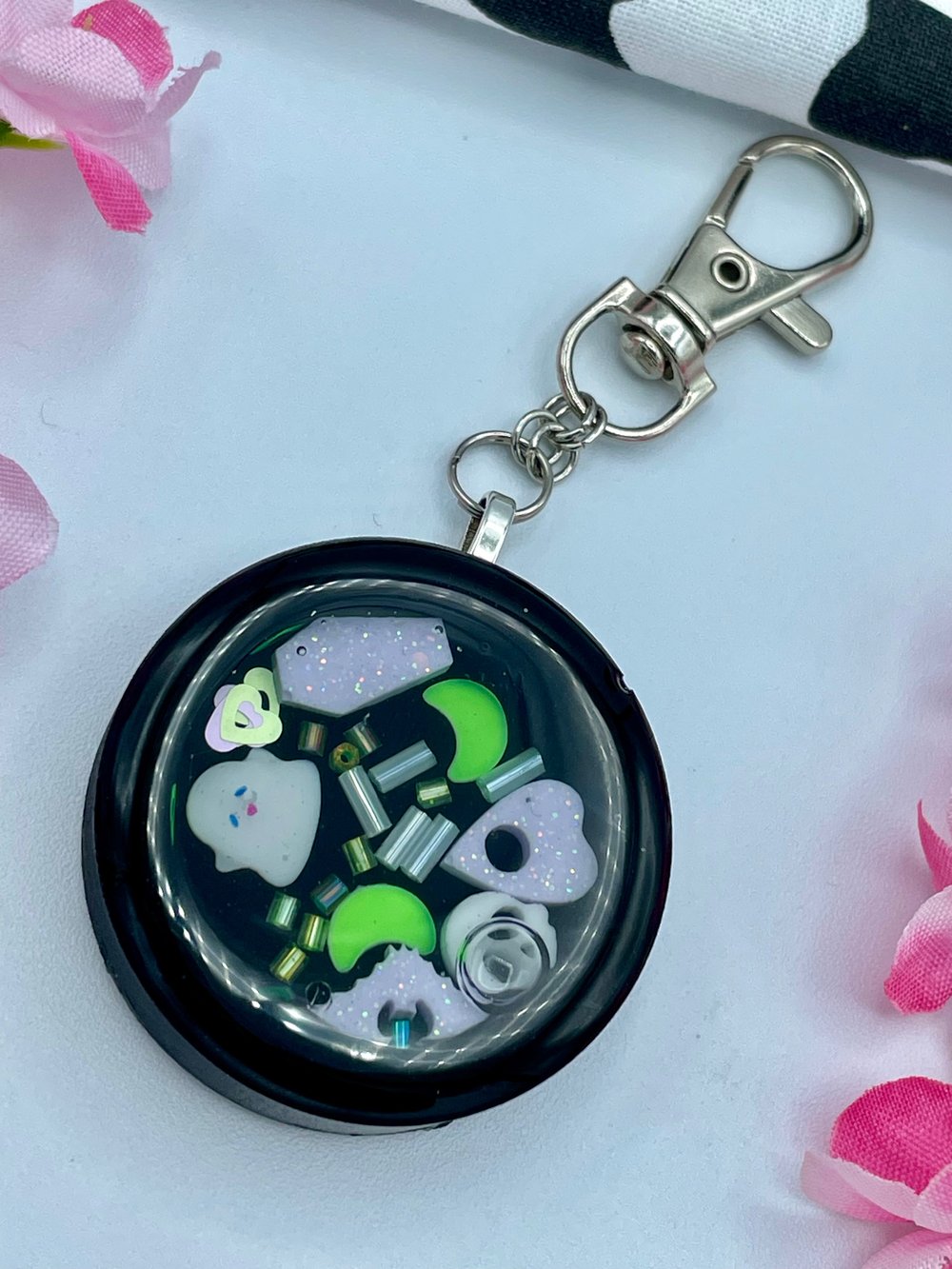 Image of Keychain - Black Circle with Halloween goodies