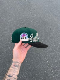 Image 2 of  CORDUROY BRIM FOREST PEACH SEATTLE MARINERS CUSTOM FITTED CAP