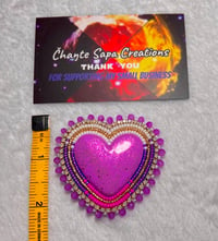 Image 6 of Hand Painted/Polished Light Purple Heart Beaded Earrings 