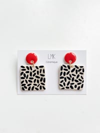 Paire de boucles d'oreilles céramique CARRA XL rouge