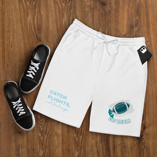 Image of Catch Flights, Not Feelings Graphic Woven Drawstring Shorts