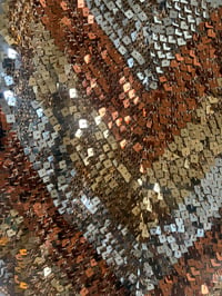 Image 5 of Vintage Y2K gold bronze and silver sequin asymmetrical hem crochet cami 