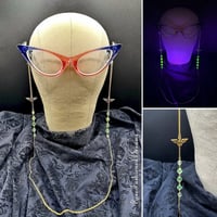 Image 1 of Uranium Glass Accented Eyeglass Chain WW Themed