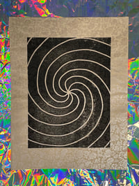 Image 3 of Original Lino Print - Swirl - Cream Brocade