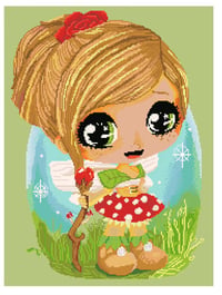 Image 2 of Chibi Fae Summer Full Size Diamond Painting by Amanda Hicks (Full Special Drill Canvas)