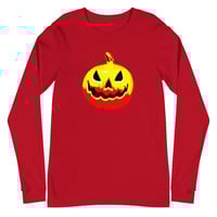 Image 14 of Long Sleeve Tee (Adult M/F) - Jack O Lantern Vintage Red-Yellow