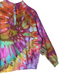 Image 4 of M Ladies Half-Zip Pullover in Bright Spiral Ice Dye
