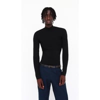 Image 1 of ANM260022 COTTON MOCK NECK BLACK