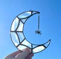 Image 1 of Stained Glass Spider Web Moon