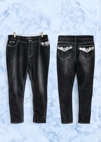 Image 5 of New size 18 drama gold black jeans with belt # 687*2