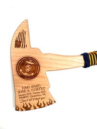 Image 5 of Firefighter Axe Award Custom Laser Engraved Cherry Wood