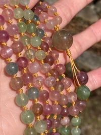 Image 3 of Afghan Tourmaline Mala, Rainbow Tourmaline 108 Beads Japa Mala, Tourmaline Hand Knotted Gemstone
