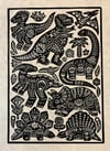 Folk Art Dinosaurs Block Print