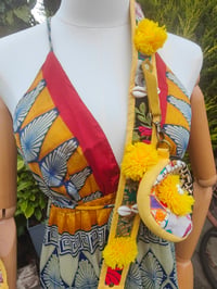 Image 2 of Havana Halter Dress- classic statement holiday piece- one size - RED / YELLOW