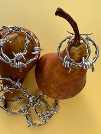 Image 11 of SILVER STAINLESS STEEL BARBED WIRE HOOPS 