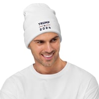 Image 2 of Trump 2024, White, Gray,  Embroidered Beanie