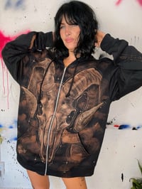 Image 5 of “ARIES” CUSTOM BLEACH PAINTED ZIP HOODIE XL