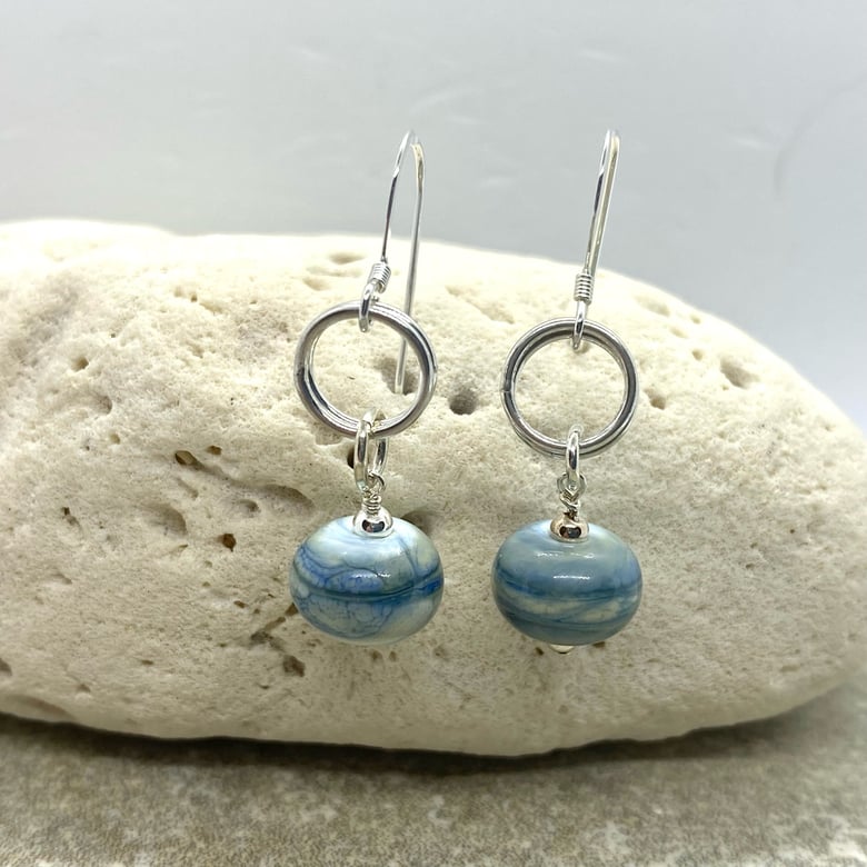 Image of Denim Ring Dangle Earrings