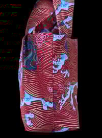 Image 2 of Japanese Dragon Red & Gold Sea Waves Small Handbag 