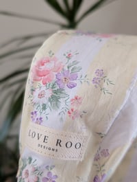 Image 3 of READYMADE 12-18 MONTHS pastel lemon and lilac floral bunny bonnet 