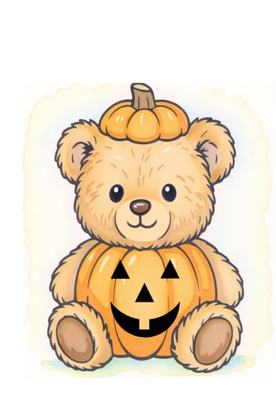 Image of Pumpkin Bear art prints 5 x 7