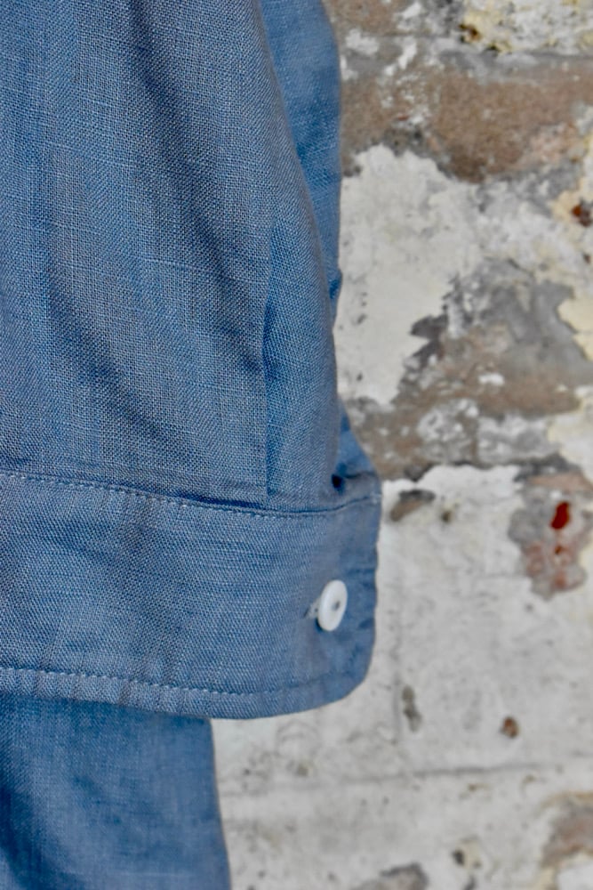 Image of Linen button back blouse