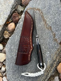 Image 3 of Damascus knife with ram horn handle