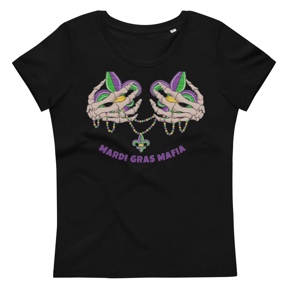 Image of Mardi Gras Mafia “Skeleton Hands” Women's fitted tee