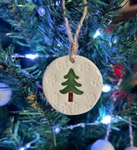 Image 7 of Winter Tree and snowflakes set of 2 tags 