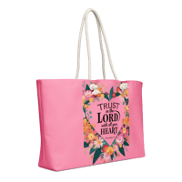 Image 1 of Oversized bag / Purse (Trust in the Lord) (light pink with floral)