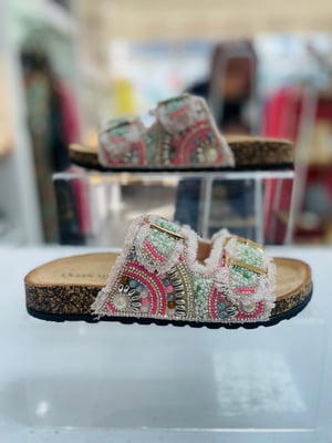 Image of Pink Double Buckle Jewell Sliders