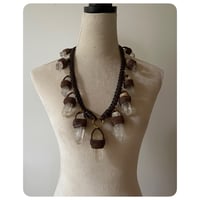 Image 4 of The Oakley Necklace XXL - Giant Clear Quartz Crystals and Dark Matte Brown Leather
