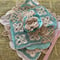 Image of antique aqua linen Rose adornment patch copy copy