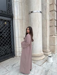 Image 1 of Beaded sleeve abaya Pink