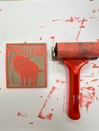 Image 5 of Piglet Linocut print