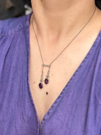 Image 2 of Réservé. Superbe collier en argent massif, améthystes et marcassites! Début 1900!