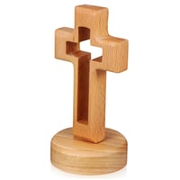 Image 1 of Pray for Auspiciousness Wooden Cross Ornament with Stand Decorative Wood Tabletop Cross for Church R