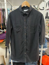 Image 1 of Zara brush cotton black snap button shirt