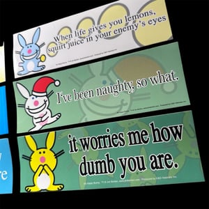 Image of happy bunny bumper stickers