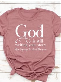 Image 1 of God Print  T-shirt, Casual Short Sleeve Top 