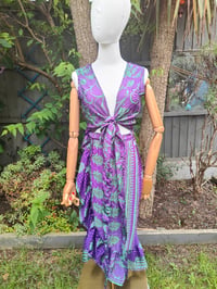 Image 6 of Pasha Co ord set top and frill wrap skirt - Purple